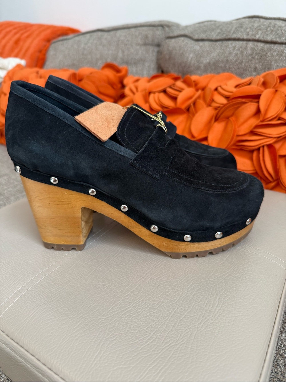 NWT Rag & Co Osage Black Suede Block Heeled Clogs - Picture 3 of 11